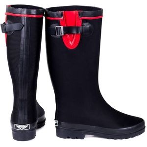 Women Tall Matte Rain Boots, #1907 Black